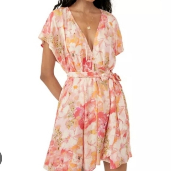 Free People Dresses & Skirts - NWT Free People Floral Midi Dress - Pink and Orange